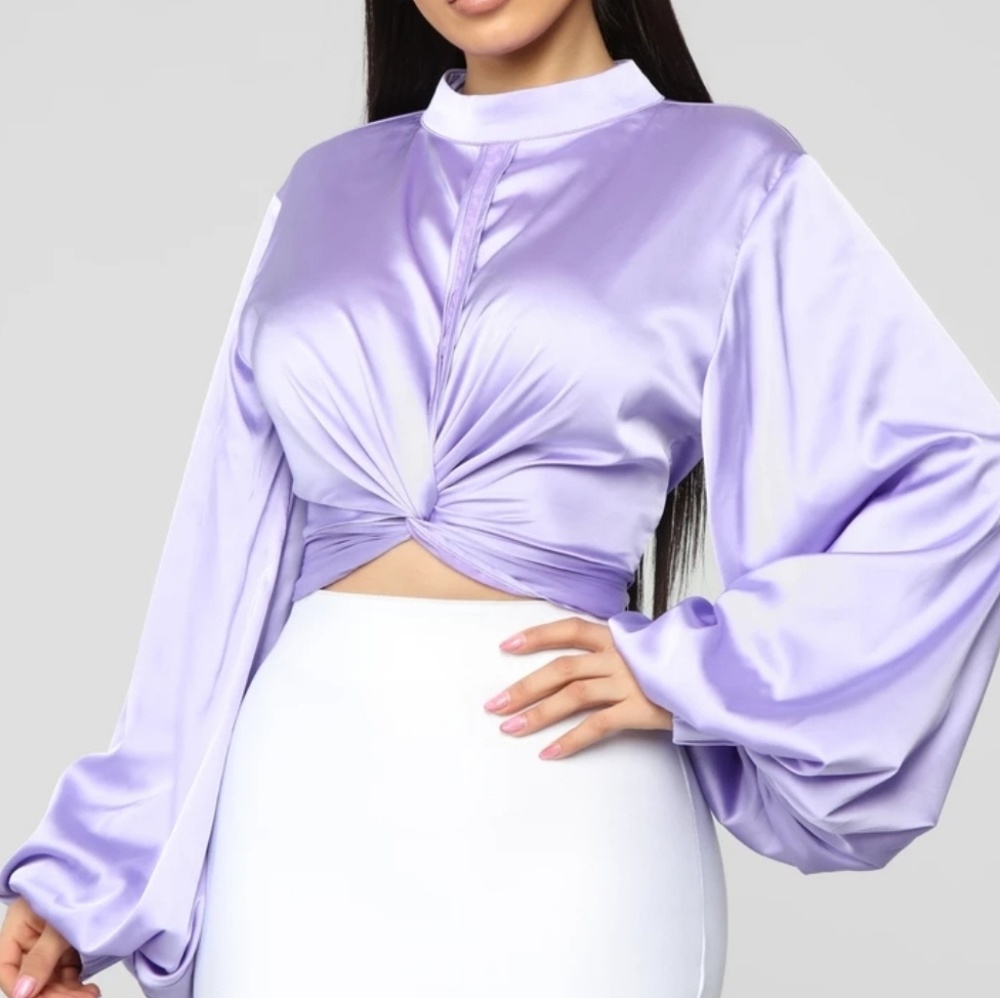 Chic Lavender Satin Crop Top